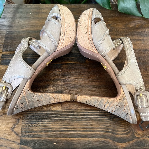 Prada Strapped Sage Green Leather Crock  Ankle Strap Platform Heels EU37.5 - Picture 11 of 14